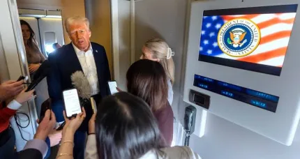 Trump Checks If Reporters Like His Air Force One Playlist
